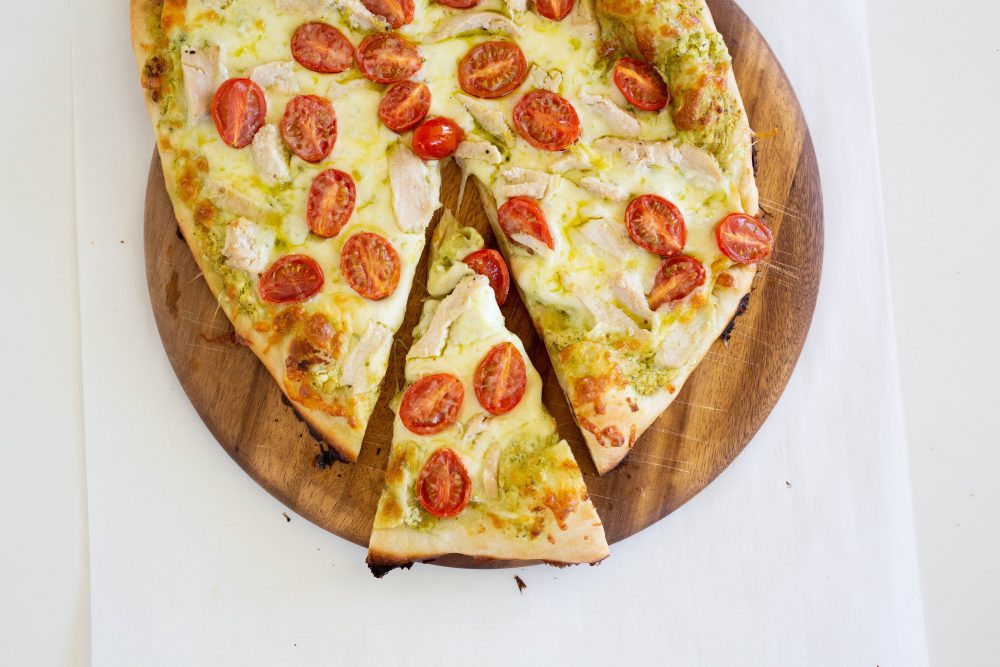 pesto goat cheese pizza