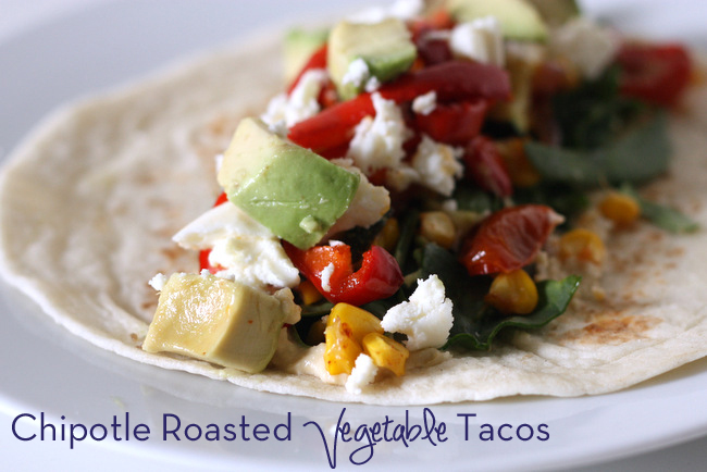 roased veggie tacos with chipotle lime cashew crema