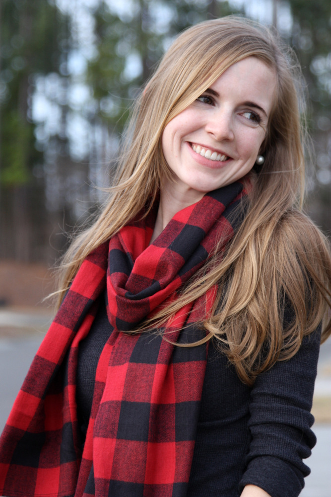 Red buffalo check store scarf