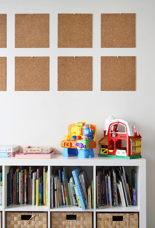 how to hang cork board on wall