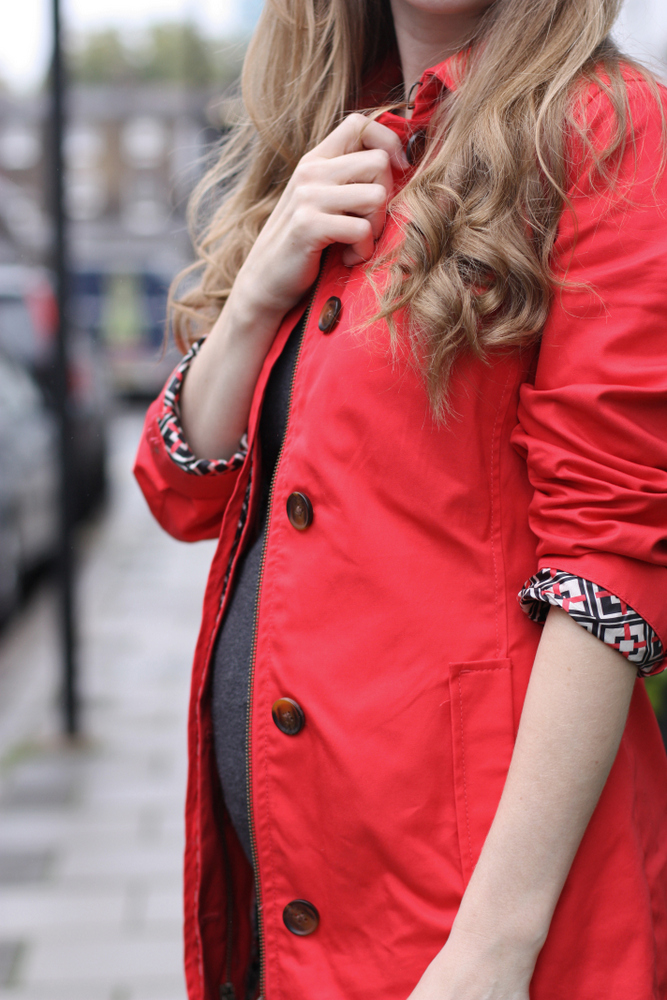 red raincoat