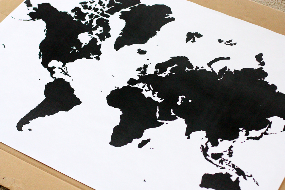 watercolor world map