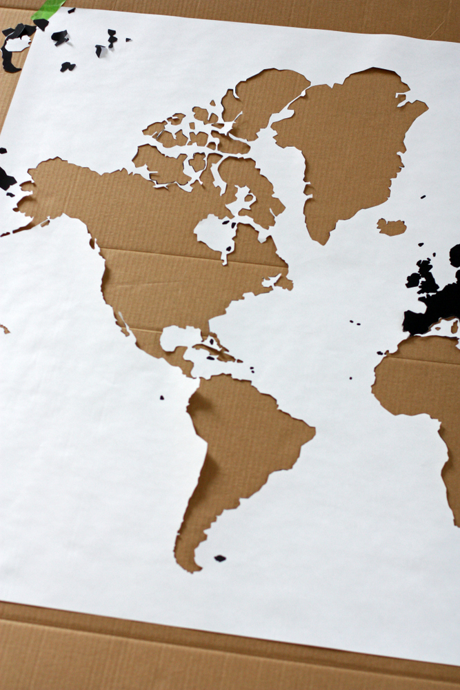 World Map Stencil Michaels A Watercolor World Map   Everyday Reading