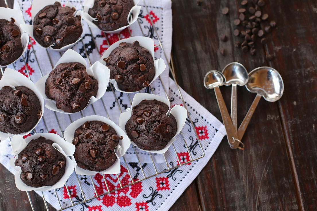 One bowl and ingredients you already have in the pantry, these muffins take less than 10 minutes to get in the oven! double chocolate muffins