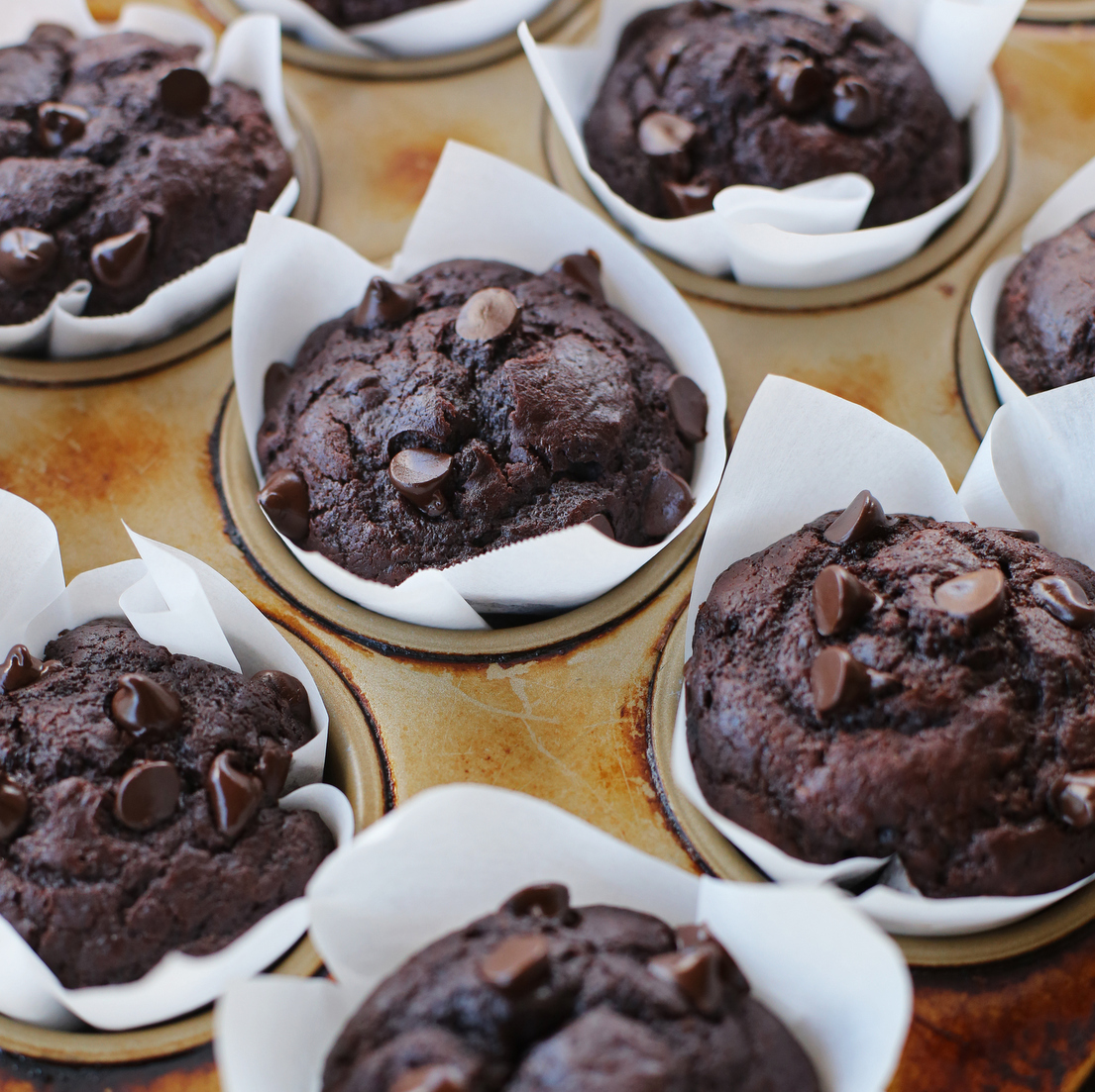 One bowl and ingredients you already have in the pantry, these muffins take less than 10 minutes to get in the oven! double chocolate muffins