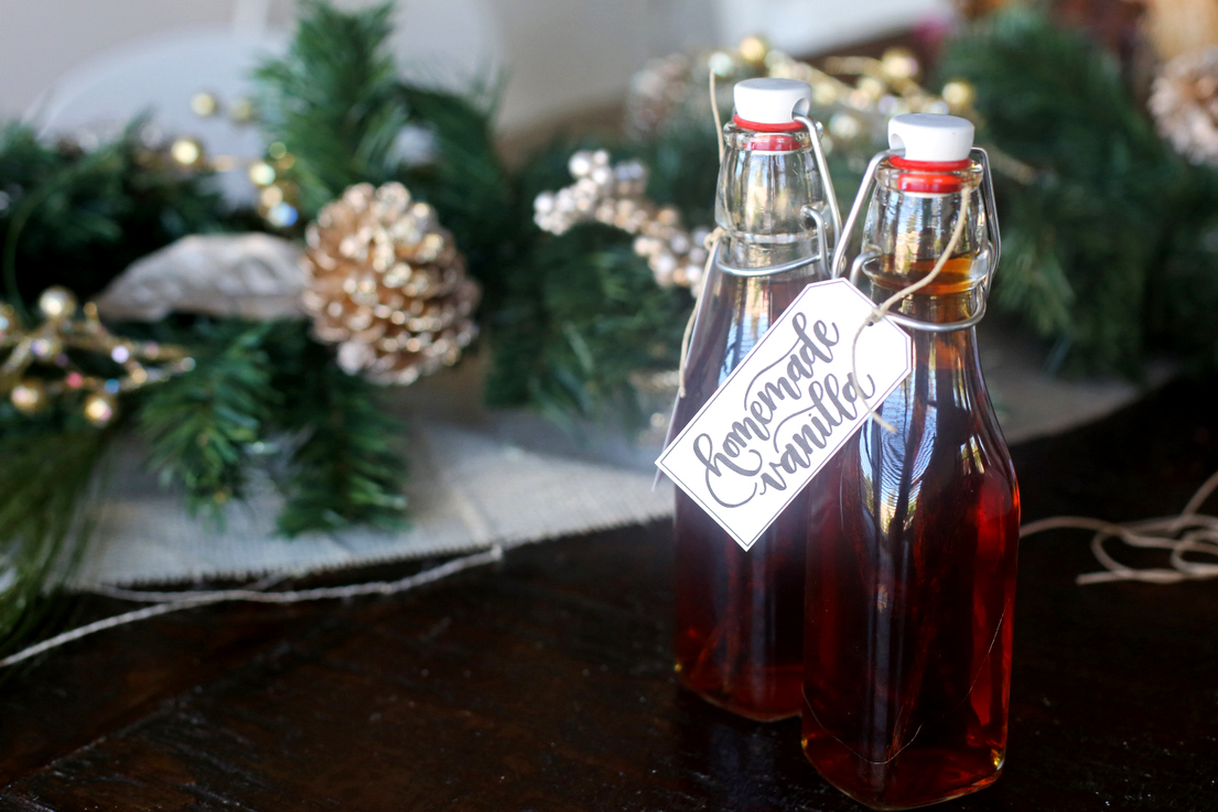 You can't believe how easy it is to make your own vanilla! The perfect neighbor or teacher gift for the holidays, plus download these cute free tags. homemade vanilla