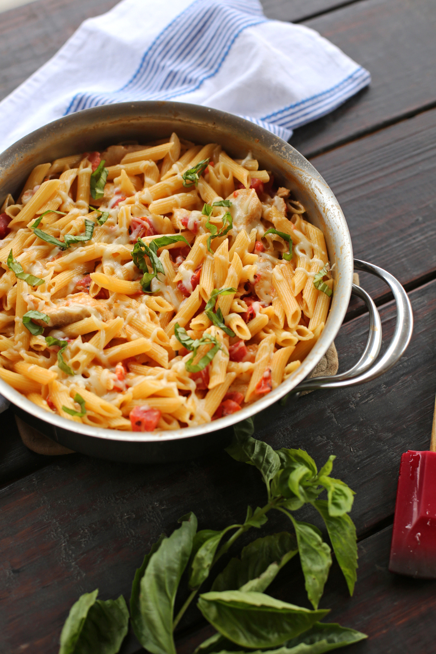 creamy chicken and fire roasted tomato pasta