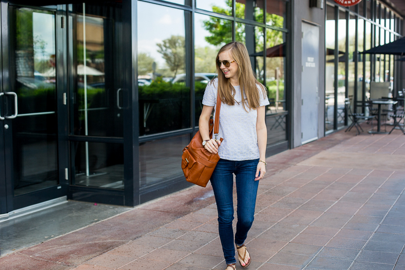 light blue + denim + leather + aviators