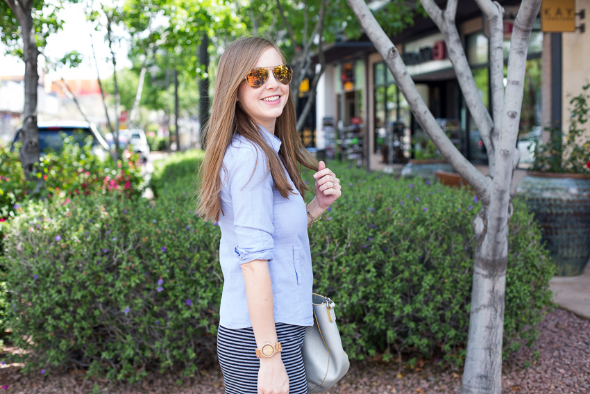 chambray + stripes + sneakers