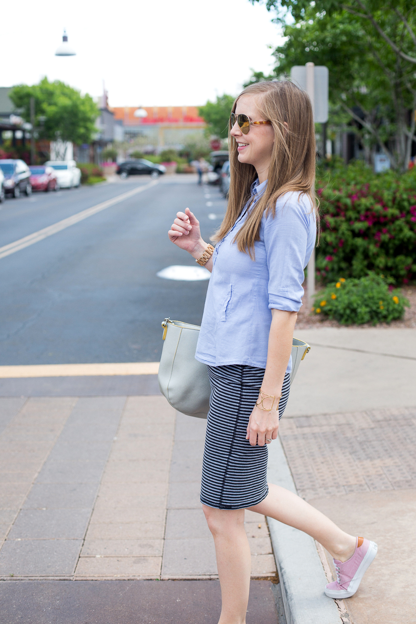 chambray + stripes + sneakers