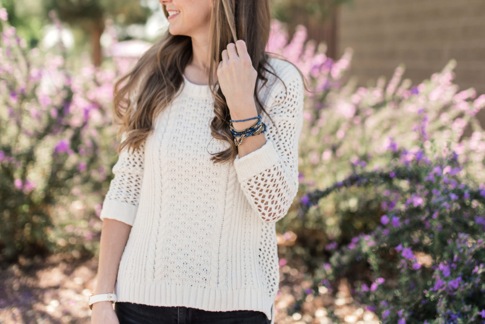 white sweater