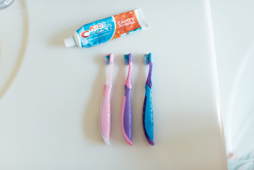 Our family's bedtime routine, starting with dinner and then going through dishes and toothbrushing and bedtime reading together