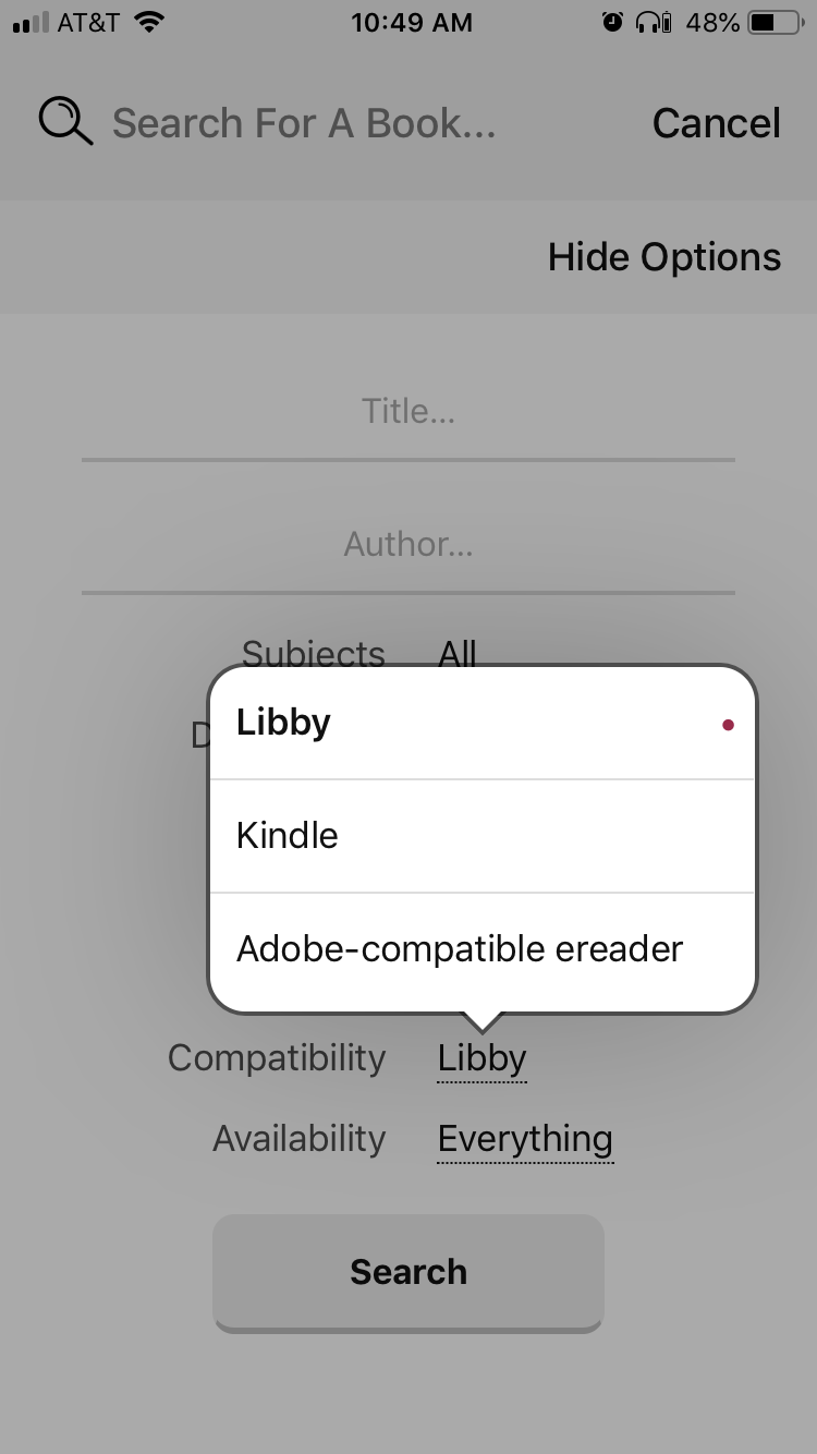 how do i search for kindle books on libby app