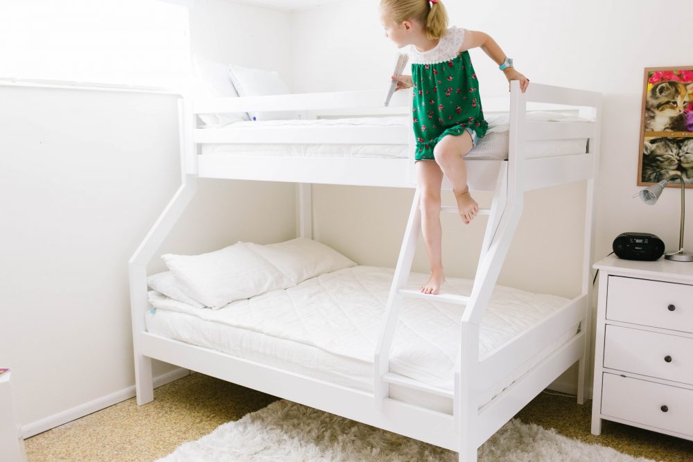 white bunk beds