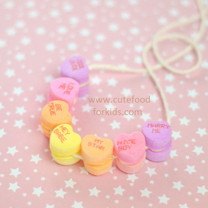 conversation heart edible necklace