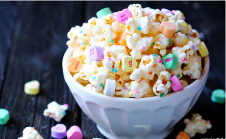 conversation heart white chocolate popcorn