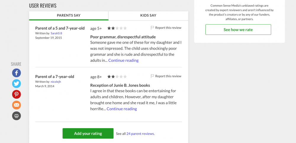 book reviews for content