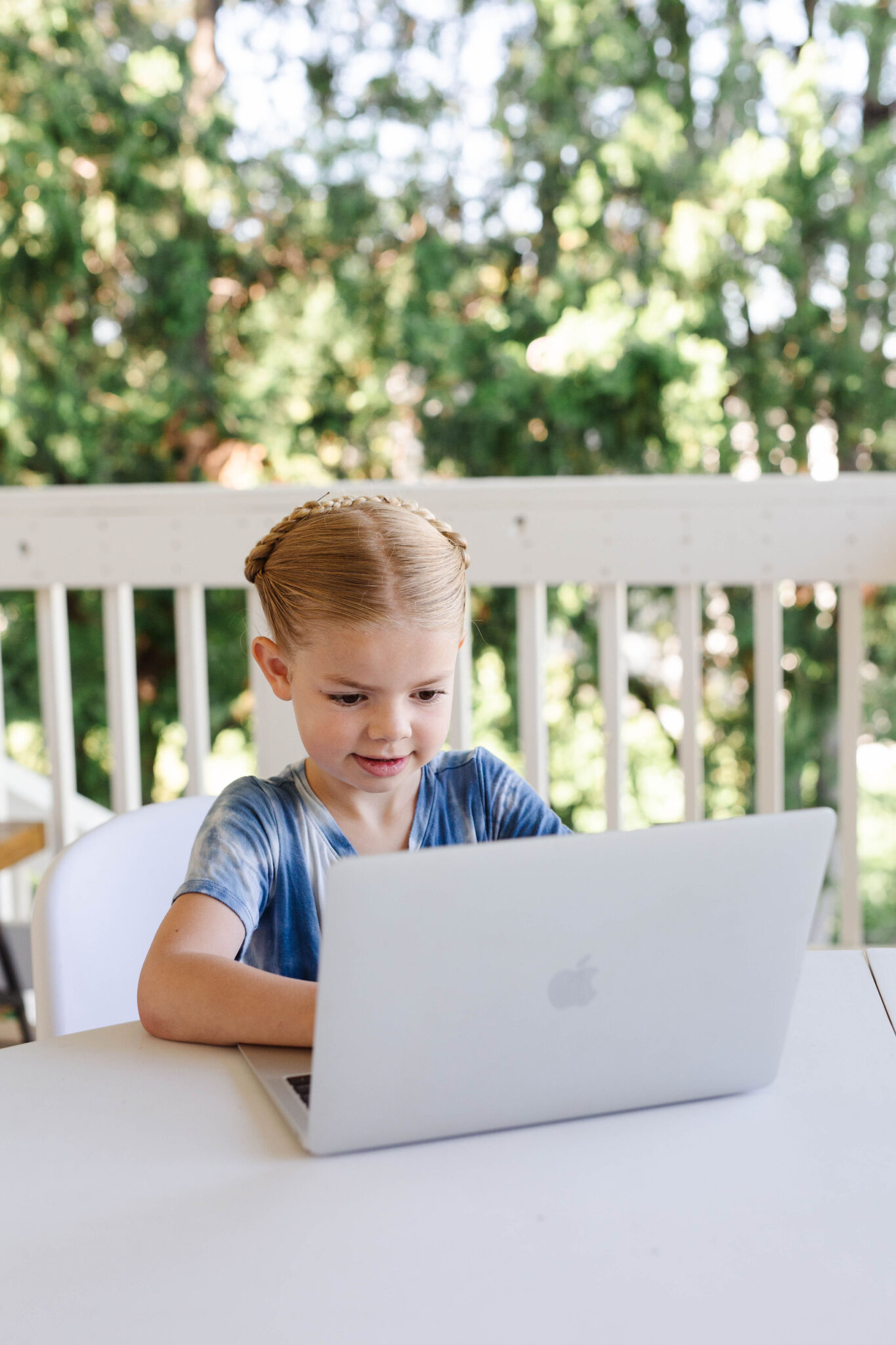 girl doing typing practice program