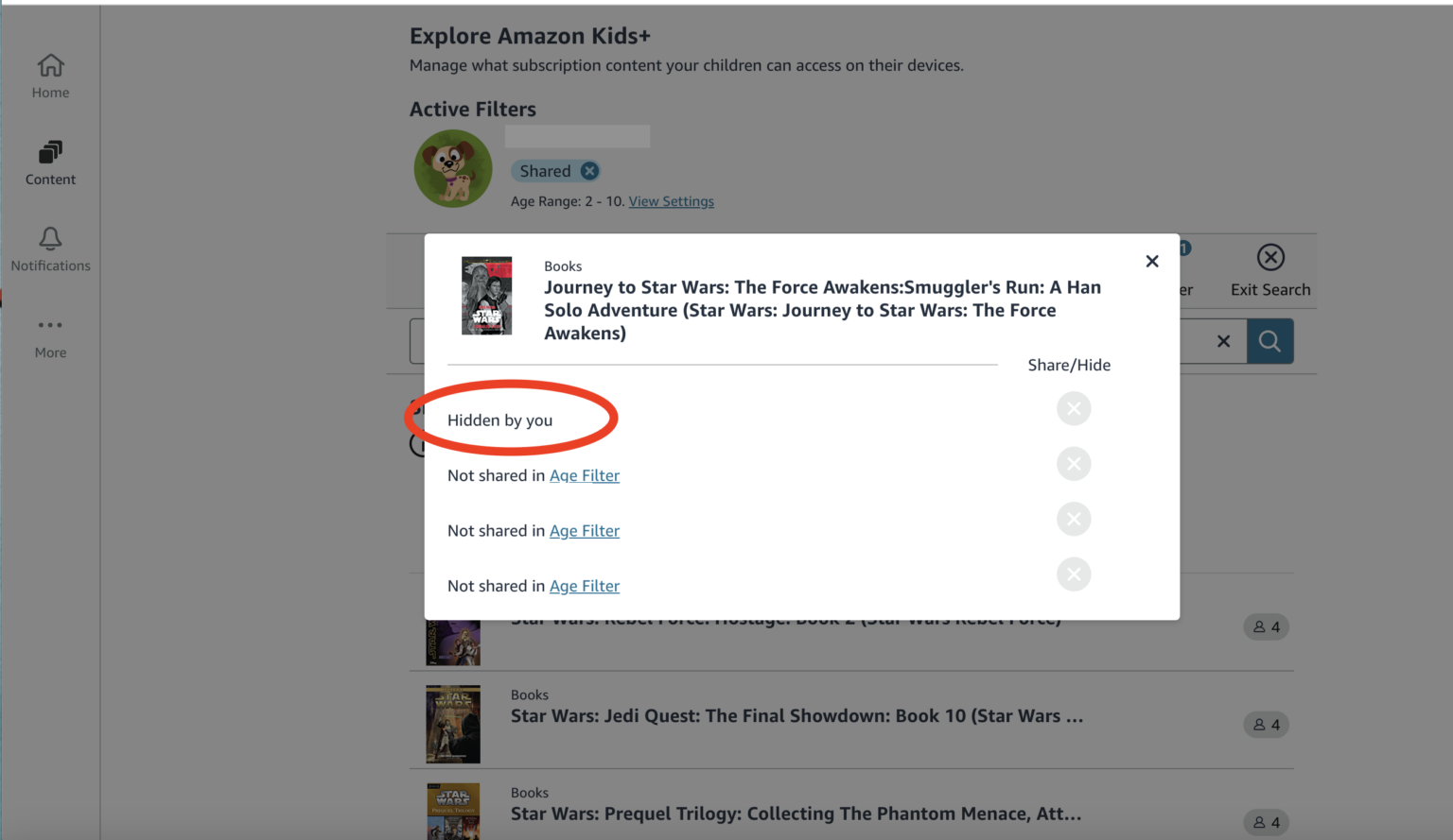 how to remove books from amazon kids