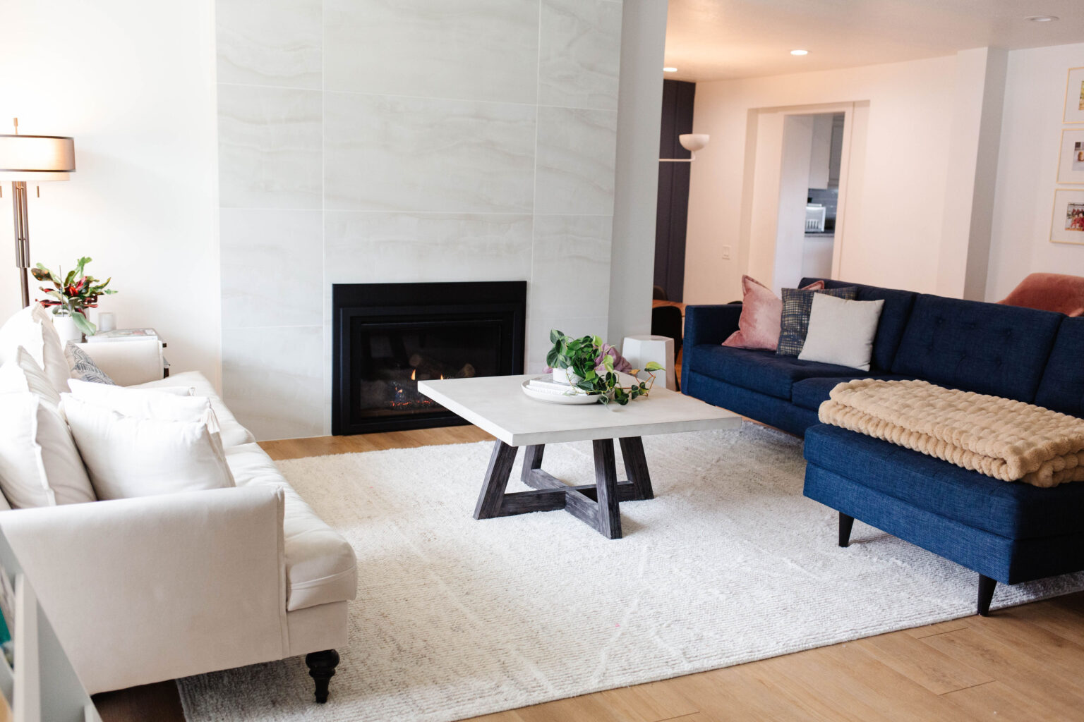fireplace without mantle