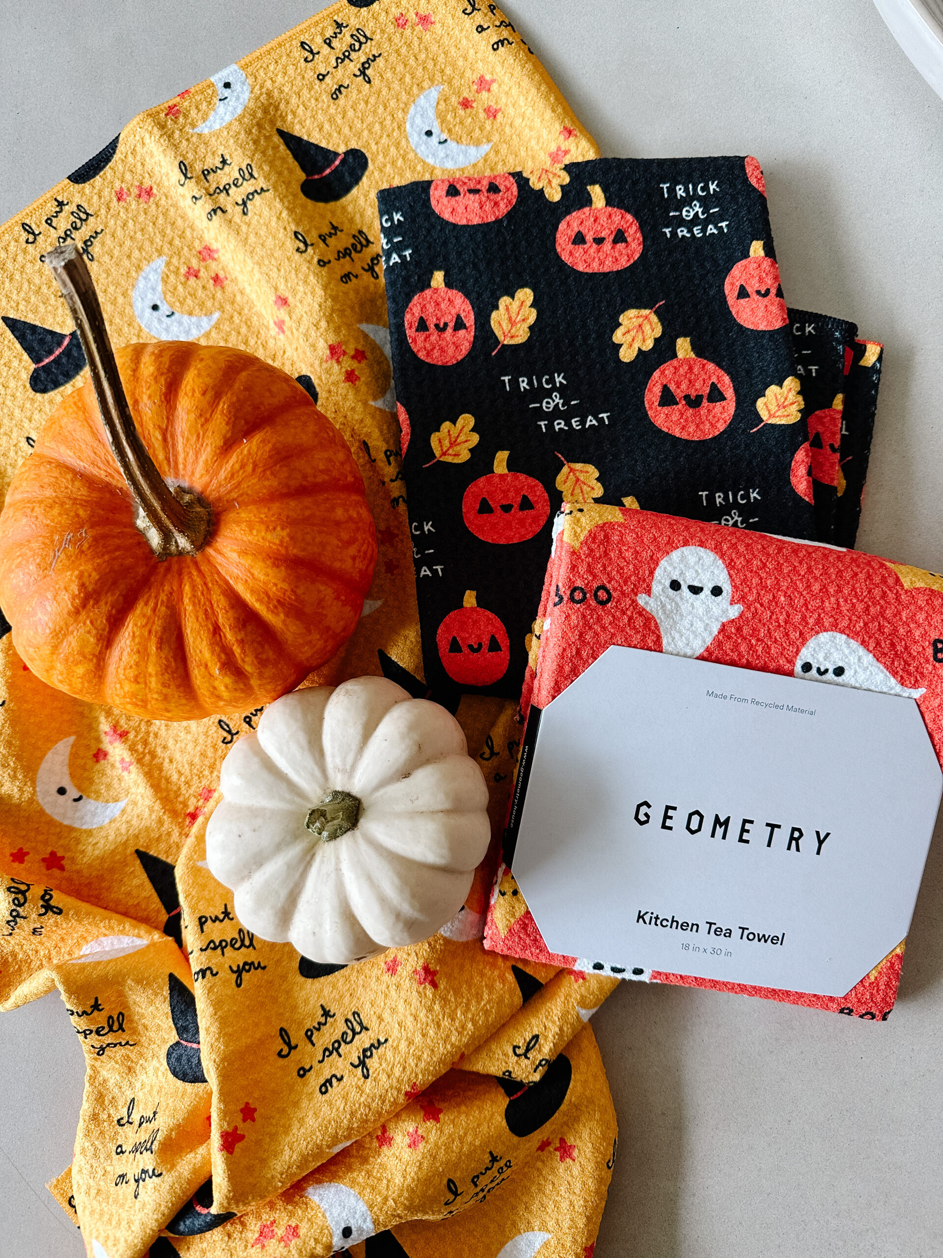 halloween tea towels