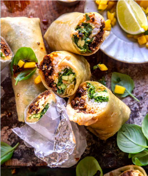 beef and avocado rice bowls
