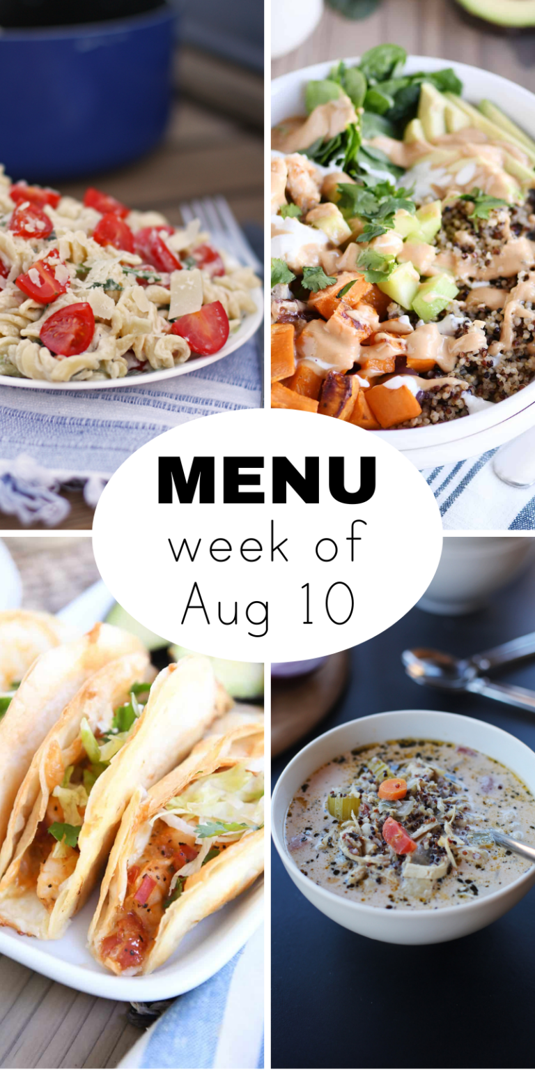 A Weekly Dinner Menu for the First Part of August