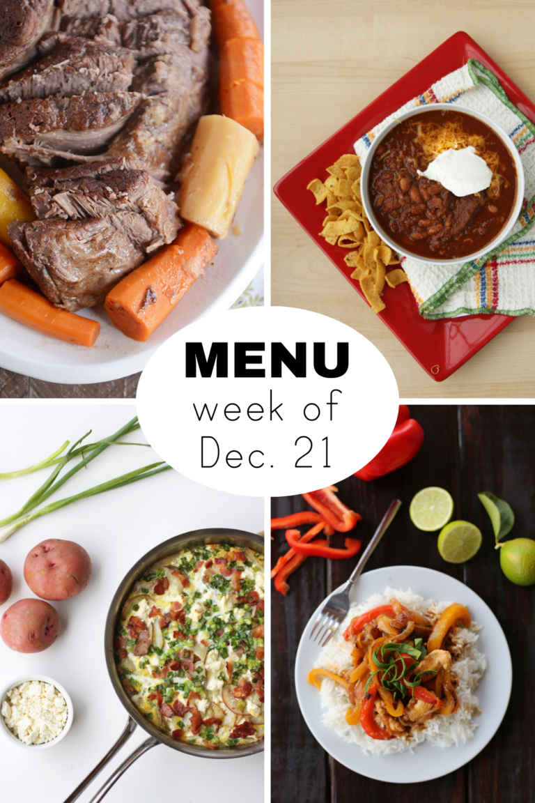 A Dinner Menu for the Week of Christmas (+ snacks)