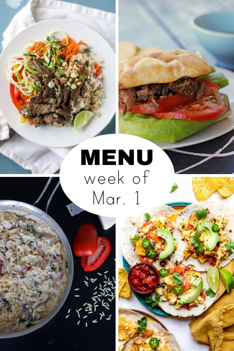 A Weekly Dinner Menu for the Week of March 1st