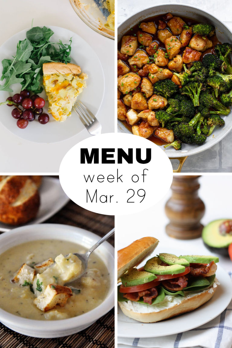 A Weekly Dinner Menu for the Last Week of March